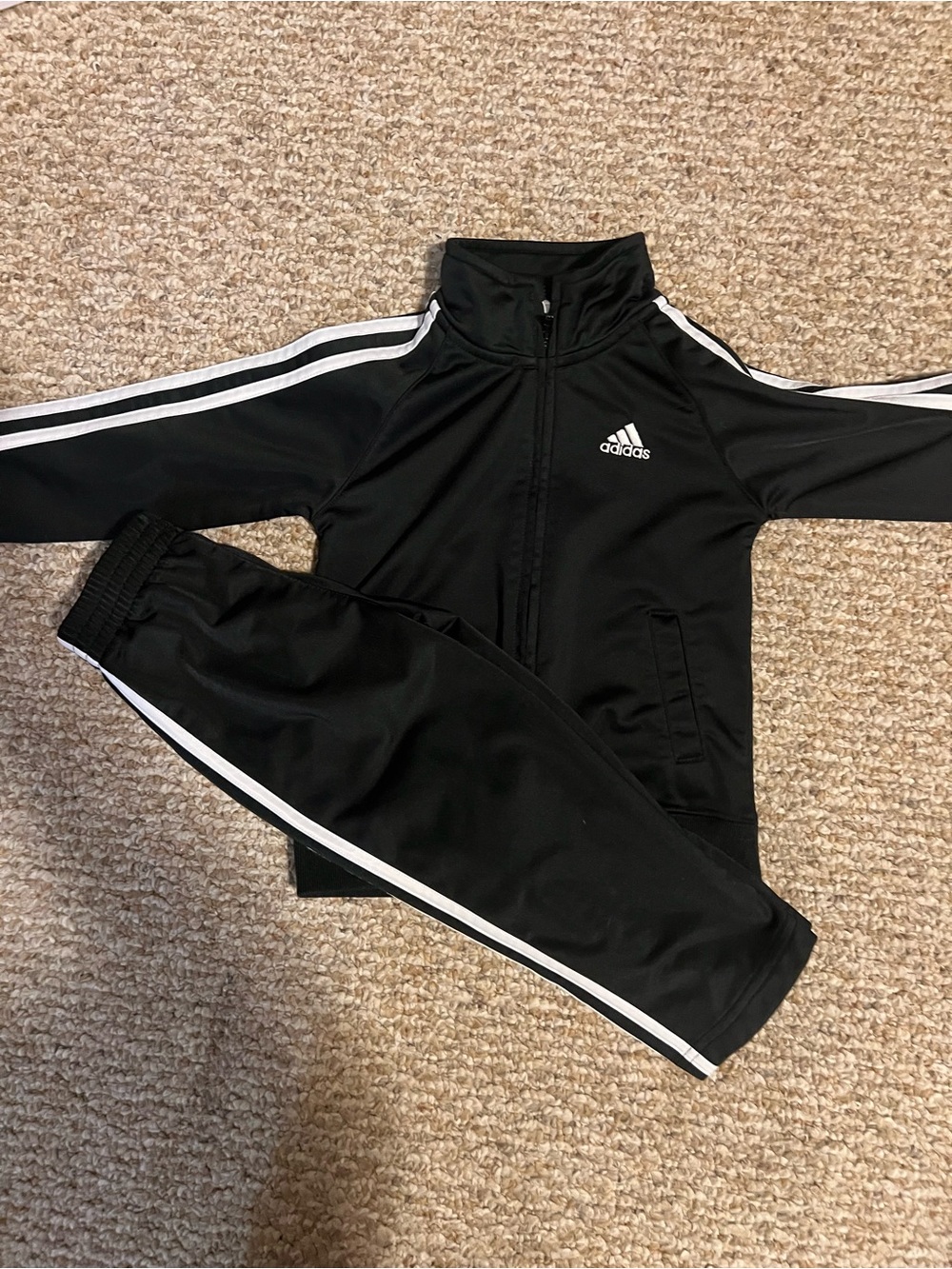 adidas Black and White Kids Performance Track Jacket & Pants Set